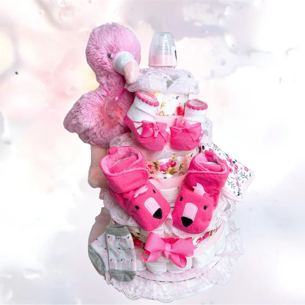 Flamingo Diaper Cake, Easter Baby Shower Gift